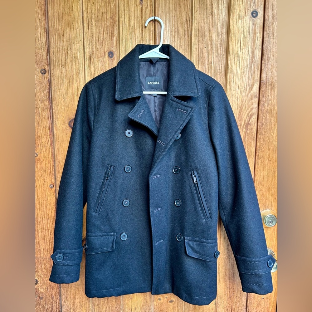 Express Black Peacoat for Men